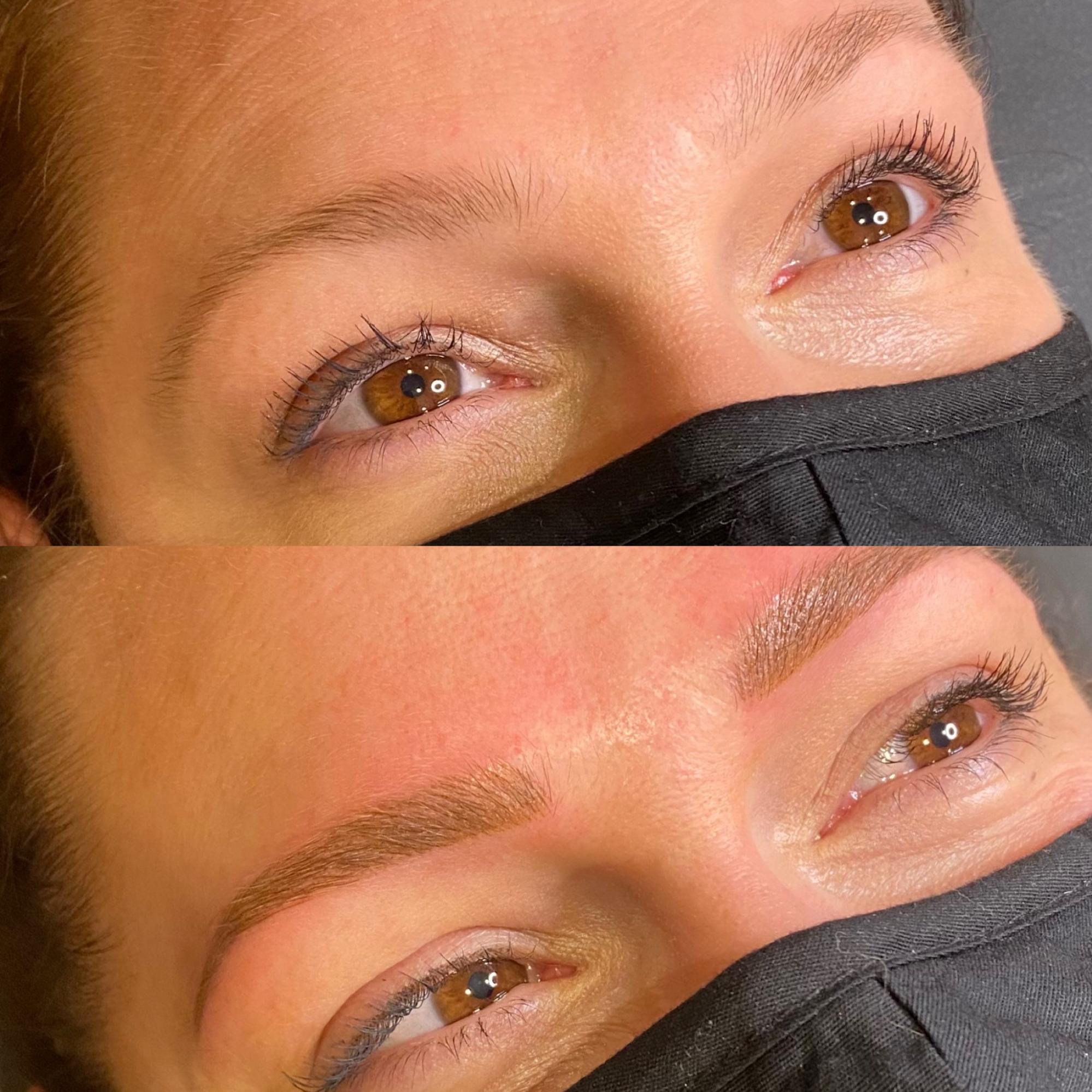 photo of eyebrows with microblading